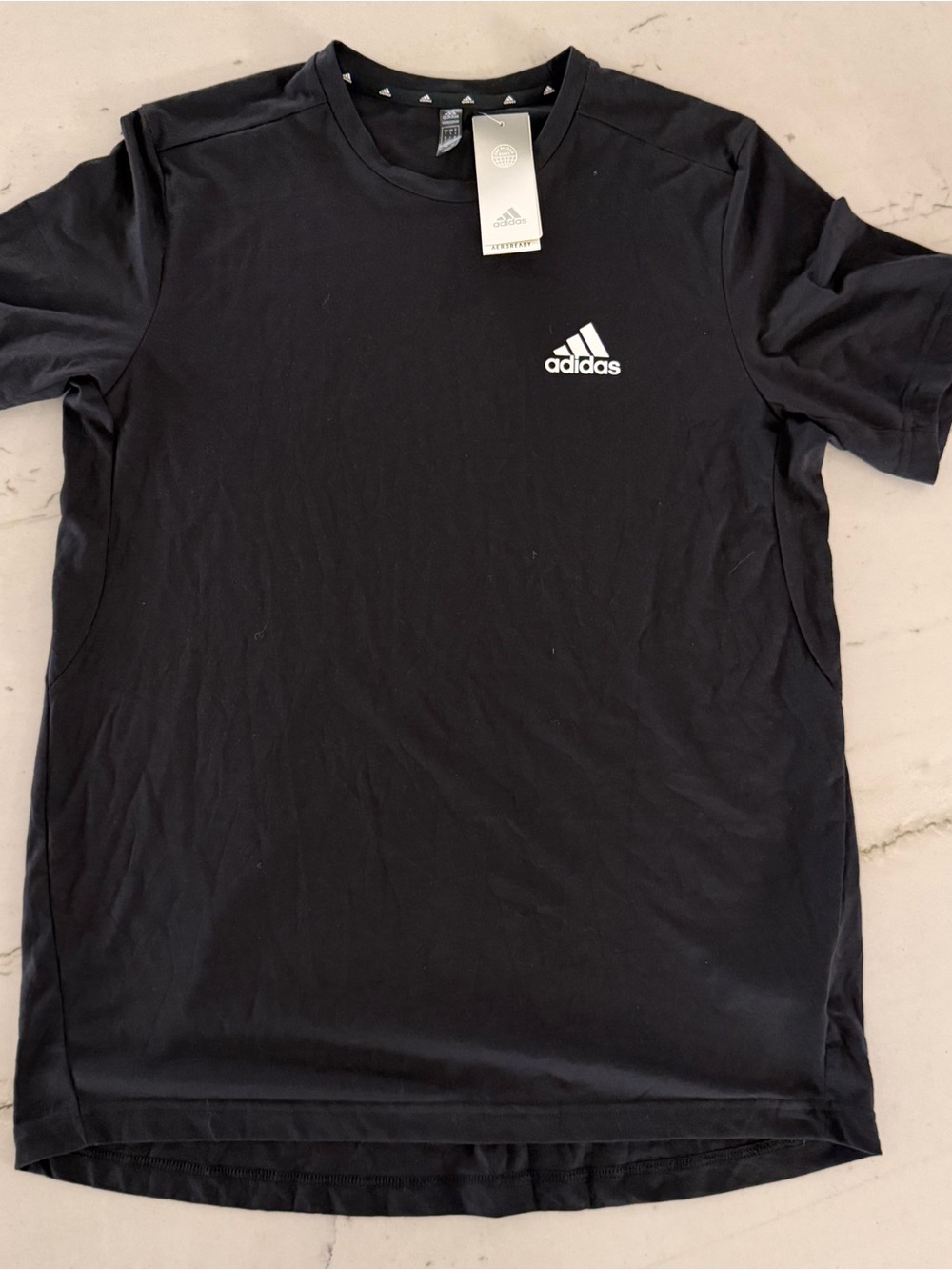 NEW Adidas Men's Large Primegreen Aeroready Short Sleeve Shirt Black NWT
